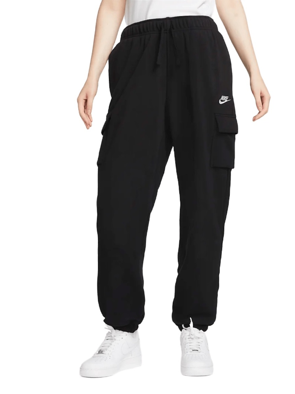 Nike Women's Sportswear Club Fleece Mid Rise Oversized Cargo Sweatpants Black